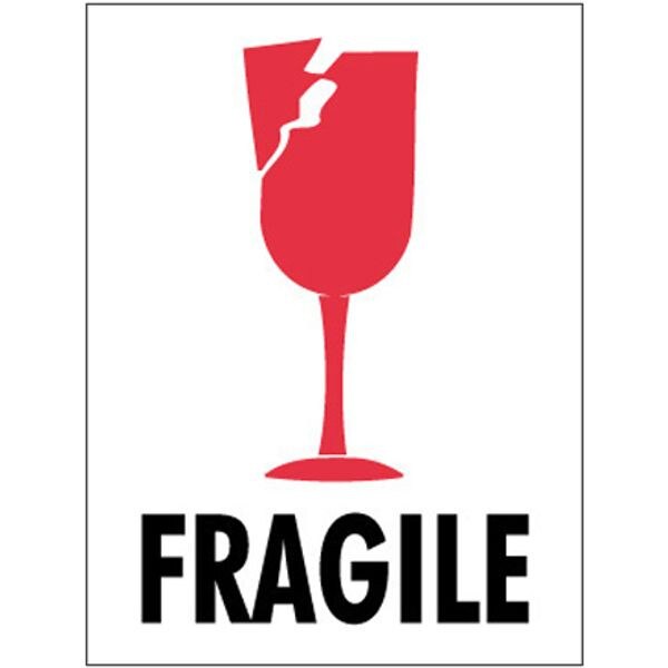 Fragile Label, 3" x 4", 500/Roll