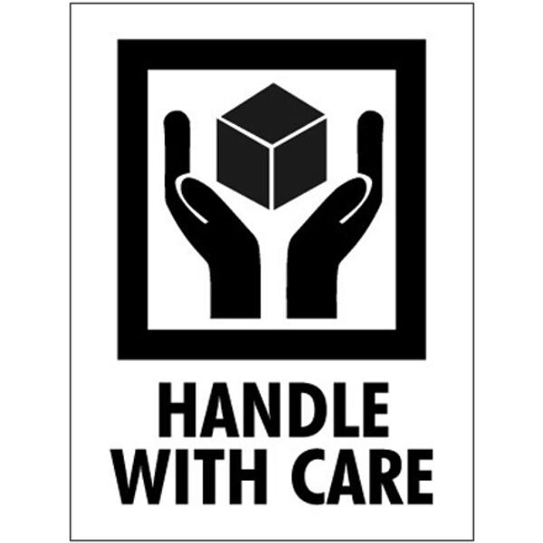 Handle With Care Label, 3" x 4", 50