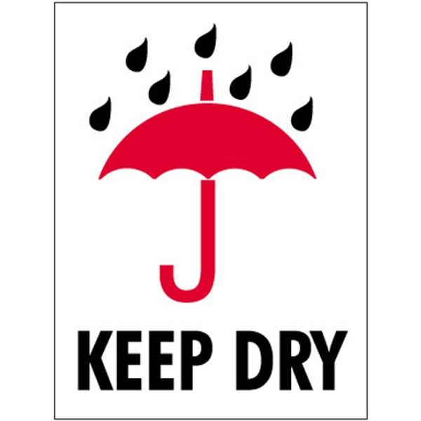 Keep Dry Label, 3" x 4", 500/Roll