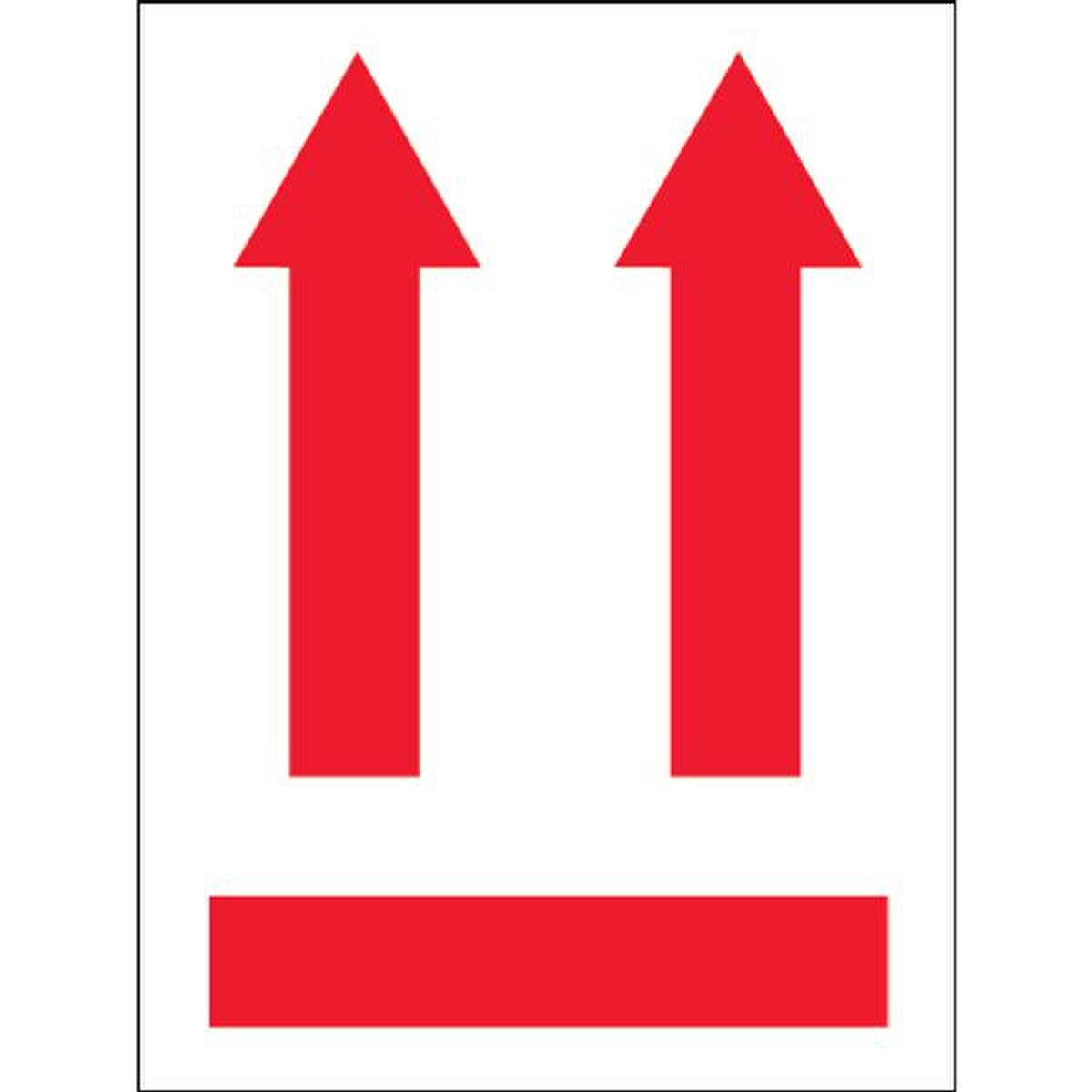 Two Up Arrows Over Red Bar Label, 3