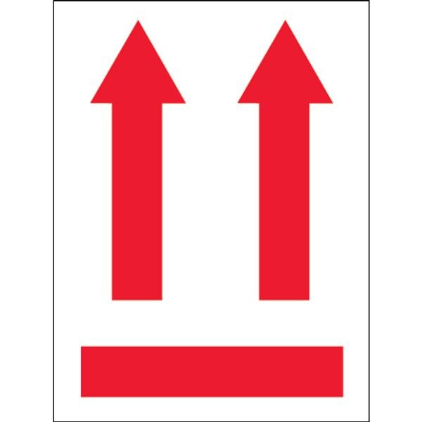 Two Up Arrows Over Red Bar Label, 3