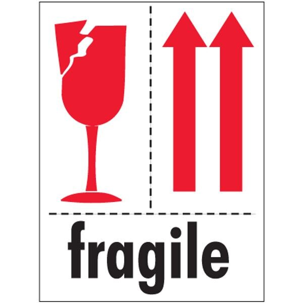 Fragile Label, 3" x 4", 500/Roll