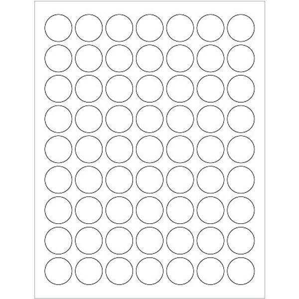 White Circle Laser Labels, 1" Diame