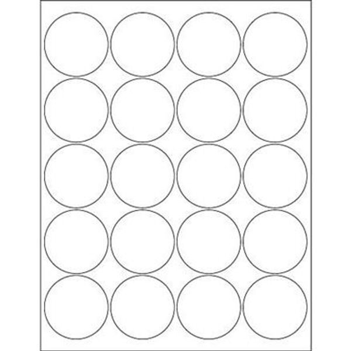 White Circle Laser Labels, 2" Diame