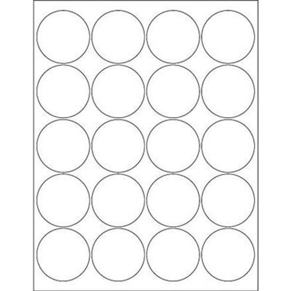White Circle Laser Labels, 2" Diame