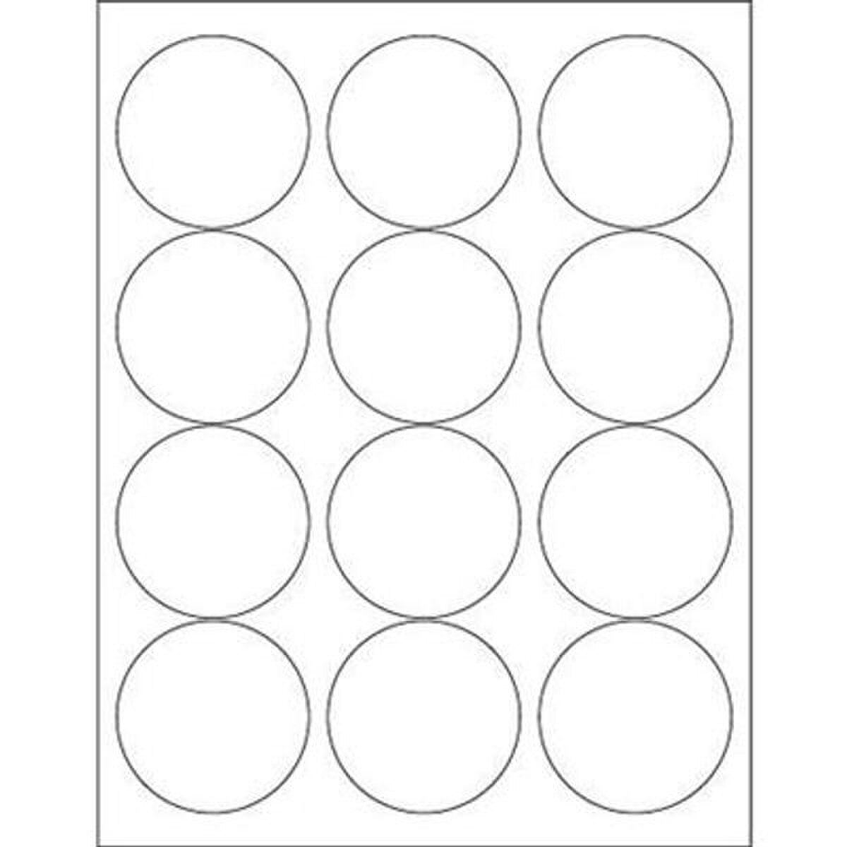White Circle Laser Labels, 2-1/2" D