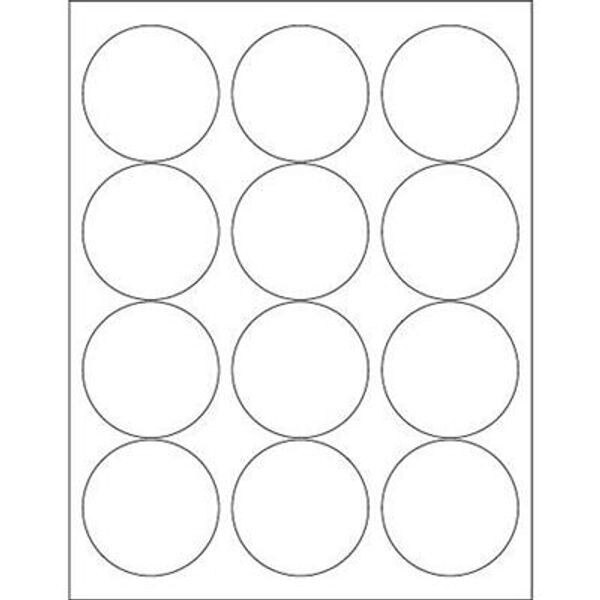 White Circle Laser Labels, 2-1/2" D