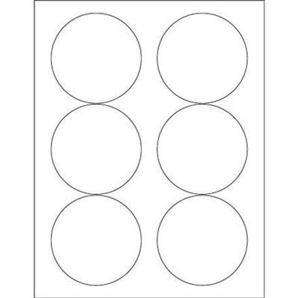 White Circle Laser Labels, 3-1/3" D
