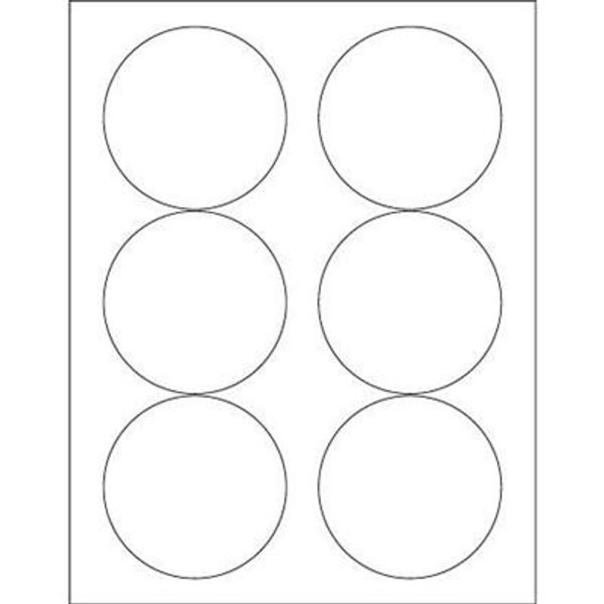White Circle Laser Labels, 3-1/3" D