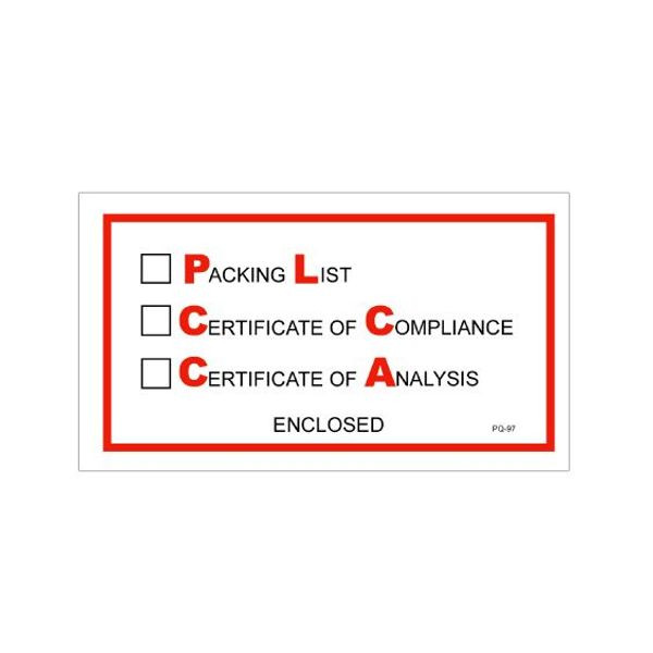 "Packing List, Certificate of Compl