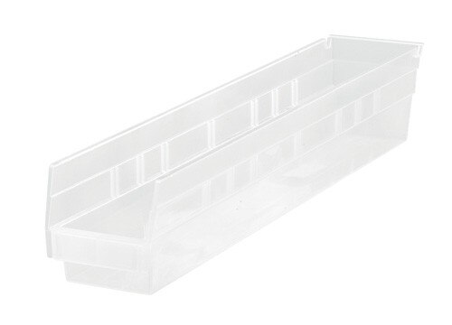 Case of 16*** Blue QSB105BL Nestable Plastic Bin 4-1/8"W x 23-5/8" D x 4"H 