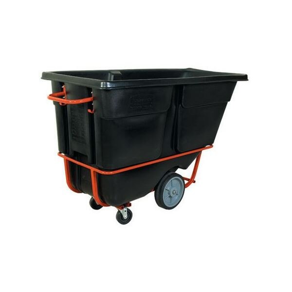 Lavex 1 Cubic Yard Black Heavy-Duty Tilt Truck / Trash Cart (2100 lb.  Capacity)