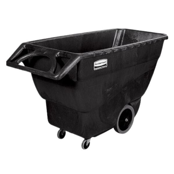 Lavex 1 Cubic Yard Black Heavy-Duty Tilt Truck / Trash Cart (2100 lb.  Capacity)