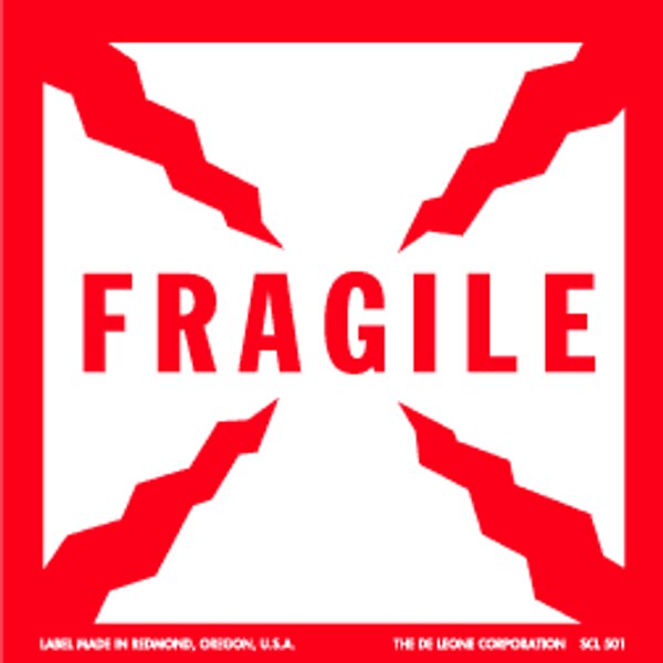 Fragile - Label, 4" x 4", 500/Roll